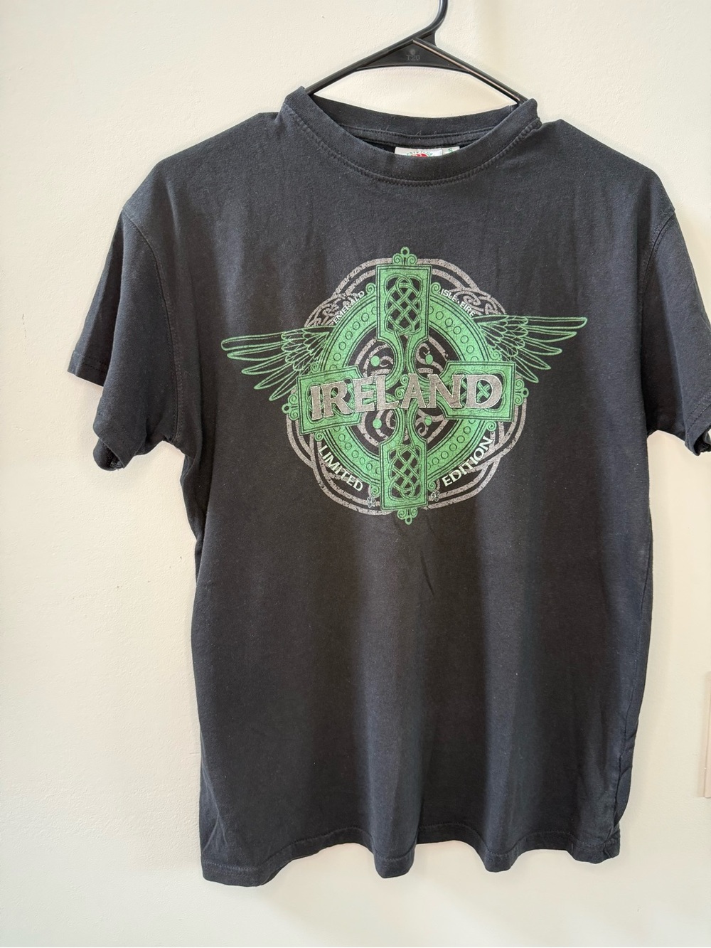 Traditional Craftwear Black Tee with Green & Red Crest - Small